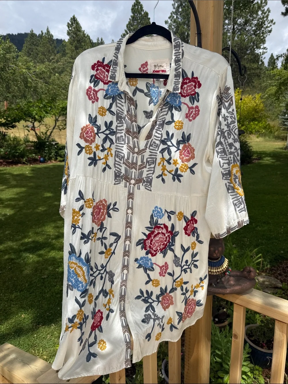 RARE. Johnny Was Sani Satin Blouse/Tunic/Dress size Medium - Picture 4 of 13